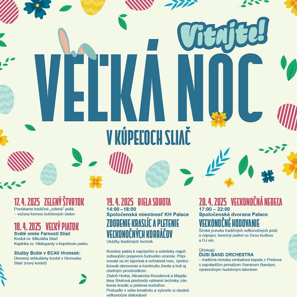 Veľkonočné hodovanie v Spoločenskej dvorane Palace v Kúpeľoch Sliač