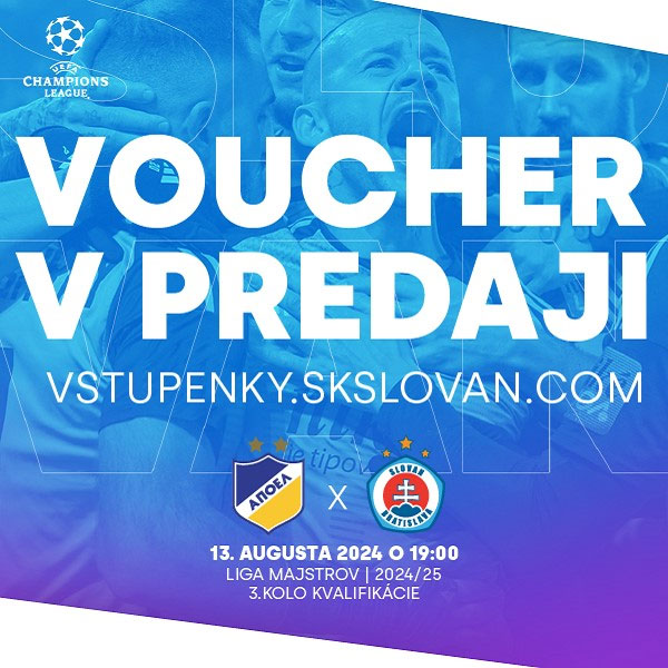 VOUCHER na lístok na zápas APOEL FC vs ŠK SLOVAN BRATISLAVA