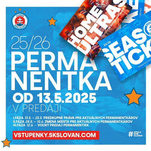 ŠK SLOVAN BRATISLAVA – PERMANENTNÁ VSTUPENKA – 2025/2026